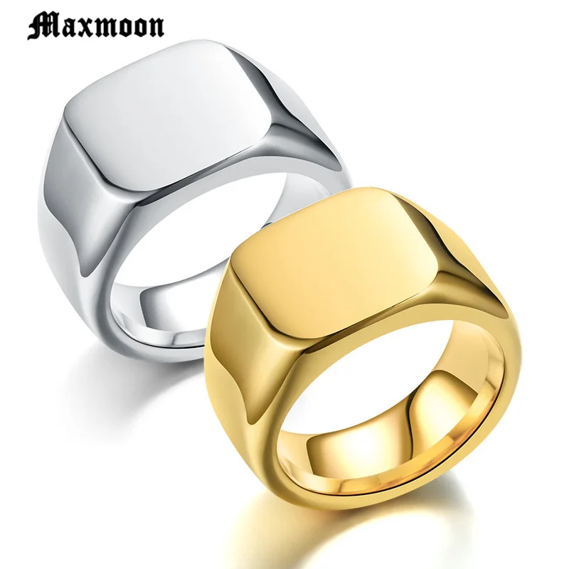 Maxmoon 316L кольца из нержавеющей стали гладкие Простые Свадебные Кольца для женщин мужской подарок высокое качество кольцо ювелирные изделия для помолвки