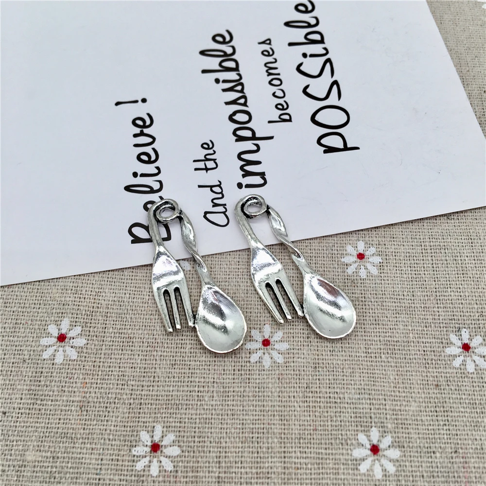 20 шт. Металл столовые приборы ложка вилка Подвески подходят для ожерелья серьги