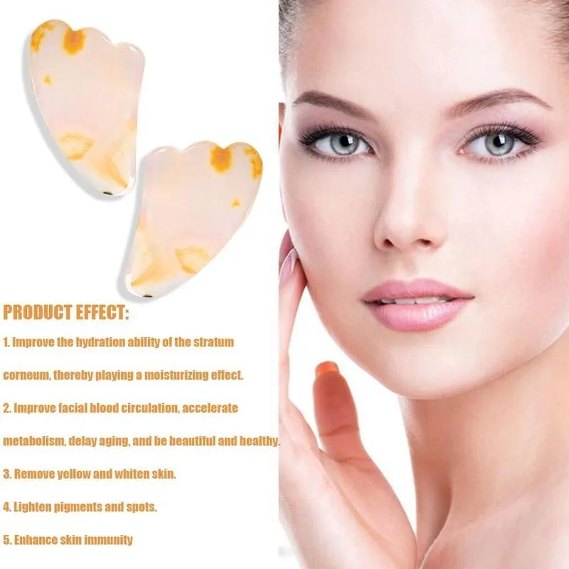 

Natural Agate Clear Jade Stone Guasha Massage Tool Acupuncture Spa Therapy Gua Sha Tool Body Massager Scraping Board Antistress