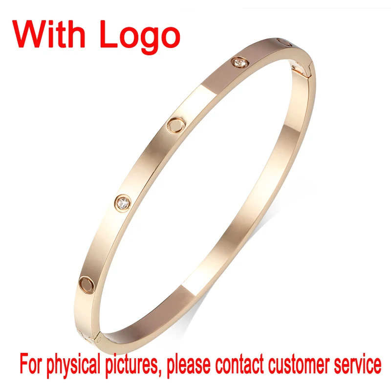 Новый браслет из титановой стали с цирконом трех цветов женский классический