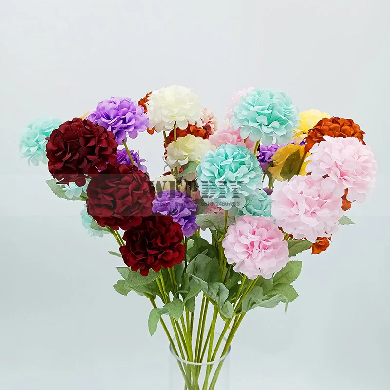 

Wealth simulation flower ball chrysanthemum silk fabric fake flower wedding decoration home decoration