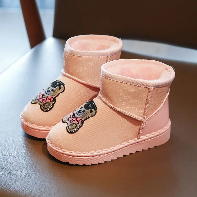 

2021 Autumn and Winter New Children's Snow Boots Baby Bear Cotton Shoes Plus Velvet Thickening Girls' Short Boots Boys' Boots