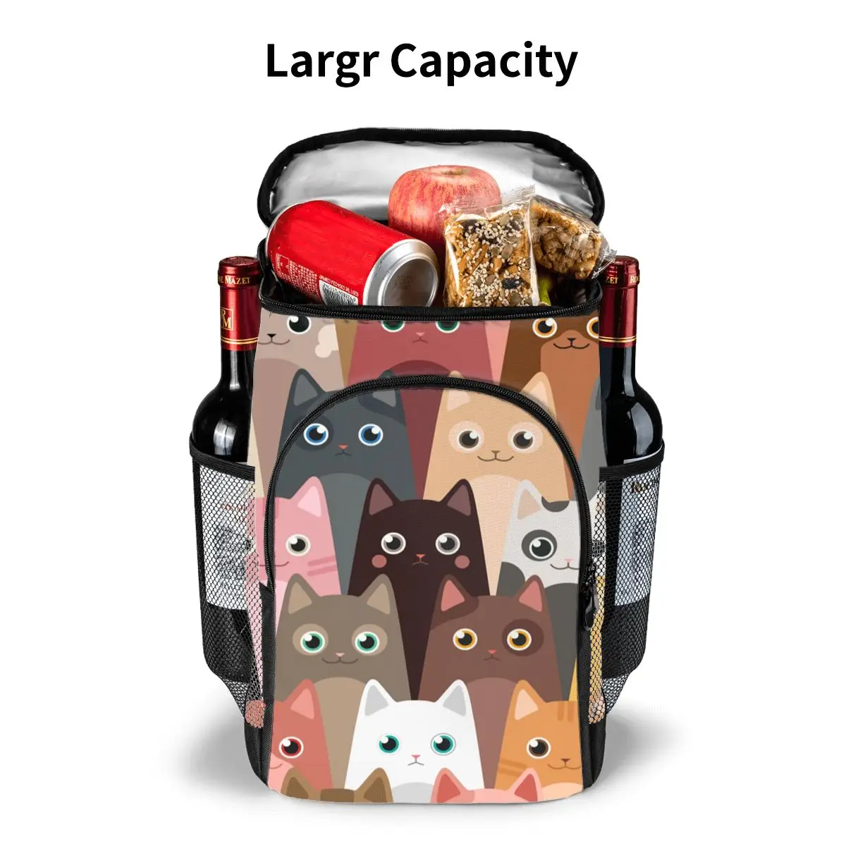refrigerator bag cartoon cute cats pattern soft large insulated cooler backpack thermal fridge travel beach beer bag free global shipping
