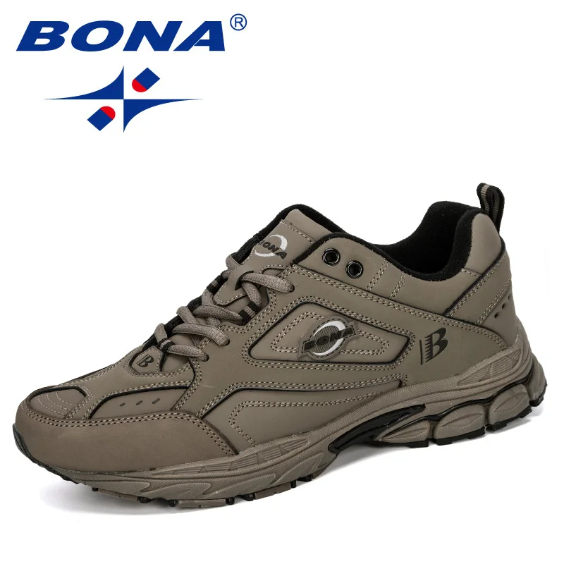 Medium grey black BONA/Новинка года; дизайнерская модная повседневная обувь; мужские кроссовки из яловичного спилка; мужская прочная, долговечная подошва; кроссовки; Zapatillas Deportivas Hombre - Цвет: Medium grey black