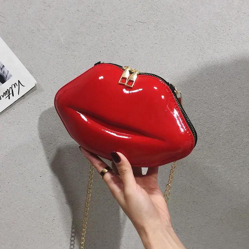 

Mini Trendy All-match Women's Bag New Luxury Designer Zipper Women's Shoulder Bag Lip Shape Clutch Fashion PVC Messenger Bag
