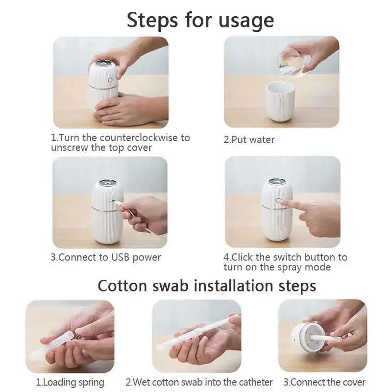 

USB 300ml Aroma Diffuser with 7 Color Light Changing Purifier Cool Mist Air Humidifier for Home Office Gift