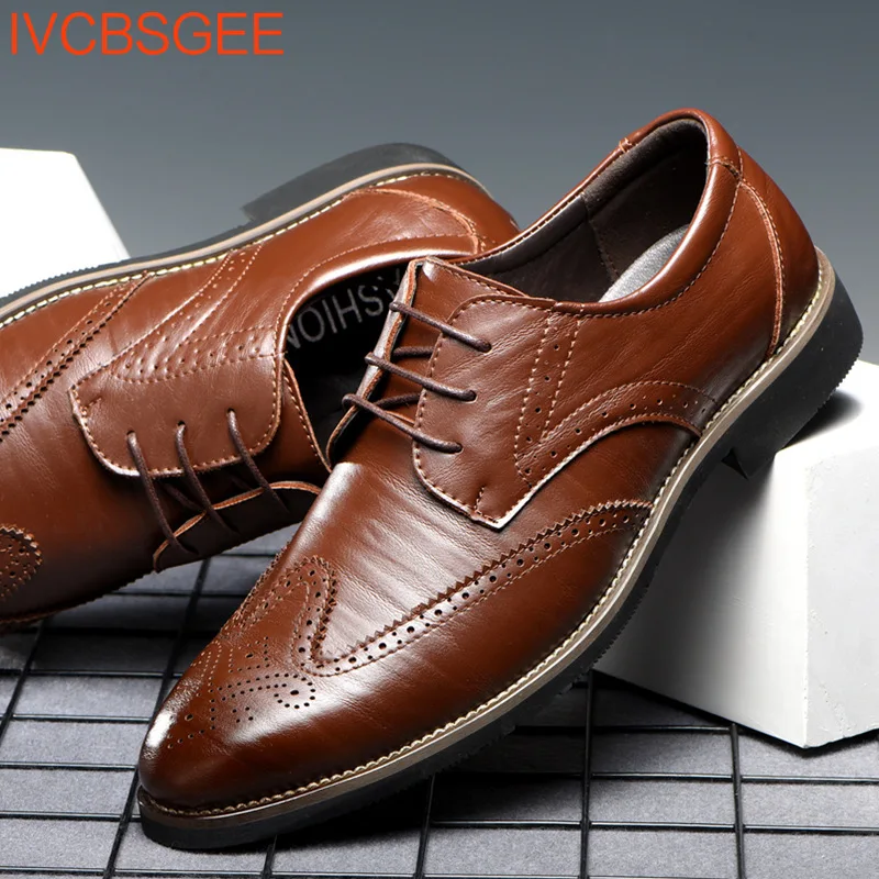 

Men Oxfords Shoes Wedding Party Brogue Shoes Men Dress Shoes Genuine Leather Formal Business Shoes Big Size