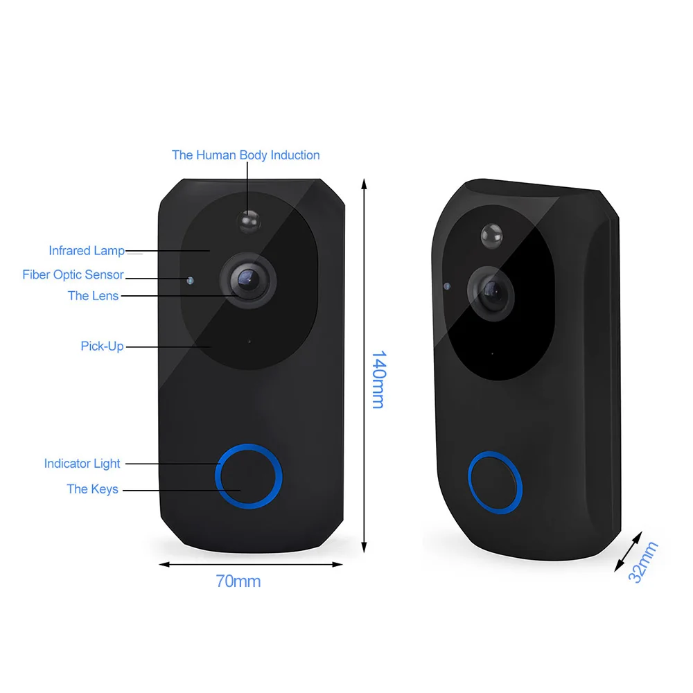 Умный беспроводной дверной звонок с Wi Fi и функцией видеонаблюдения|Дверной
