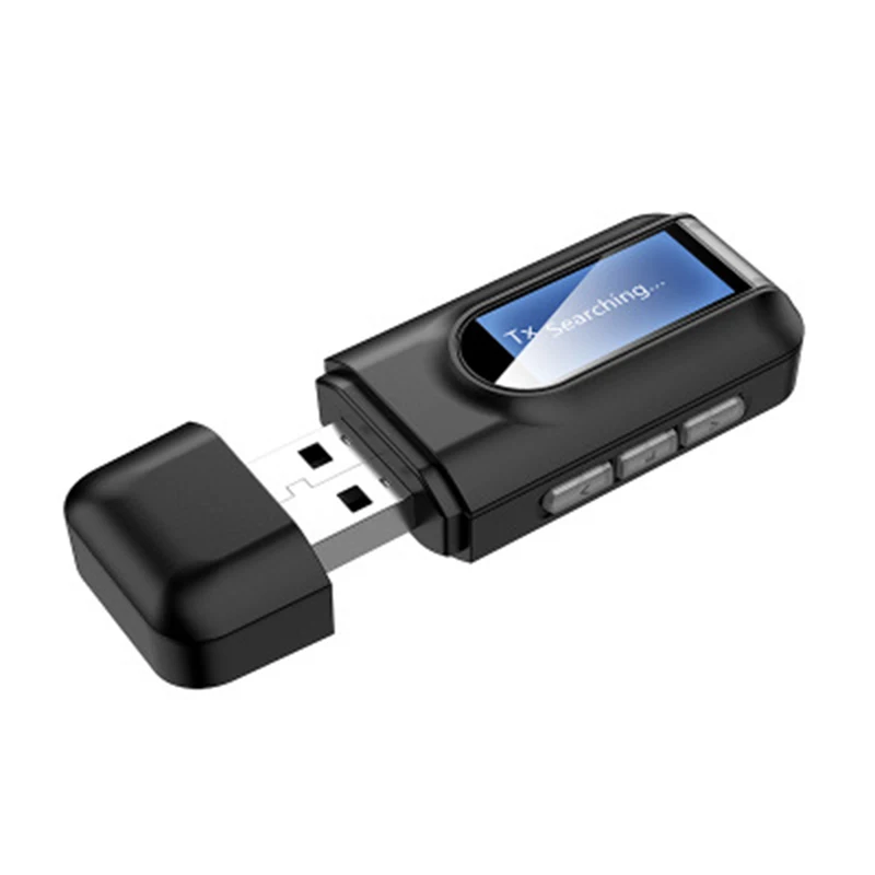 Receptor inalámbrico con pantalla LCD, transmisor de Audio y música para PC, TV, coche, Adaptador auxiliar de 3,5mm, USB, Bluetooth