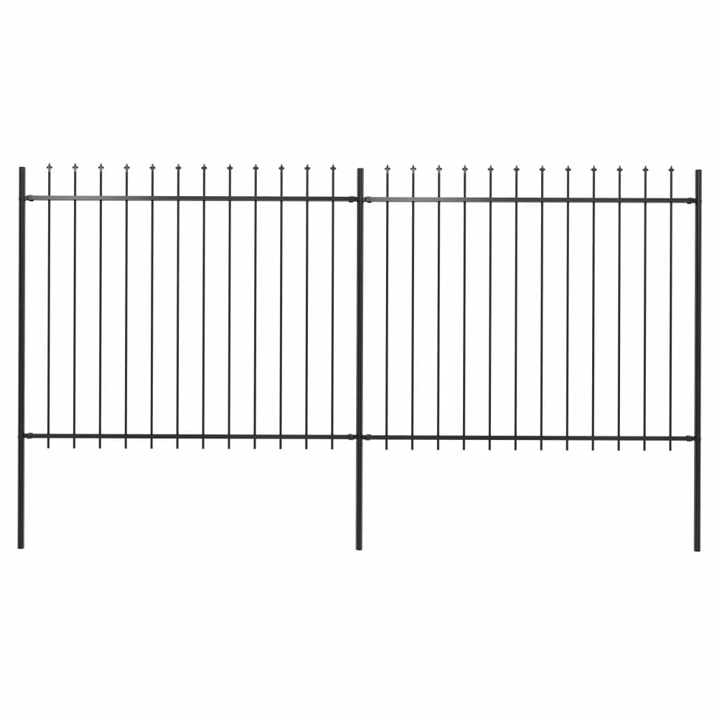 

Garden Fence with Spear Top Steel 133.9"x59.1" Black