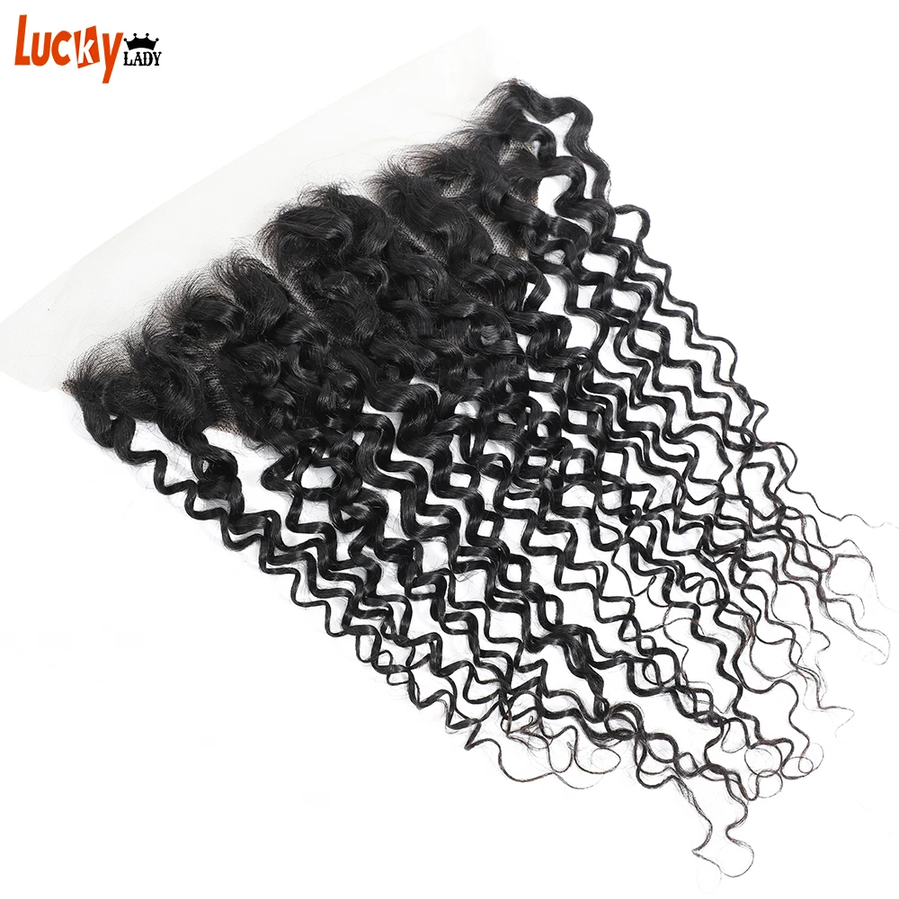 13X4 HD Transparant Lace Frontal Brazilian Water Wave Closure 100% Remy Human Hair Free/Middle/Three Part Natural Color | Шиньоны и