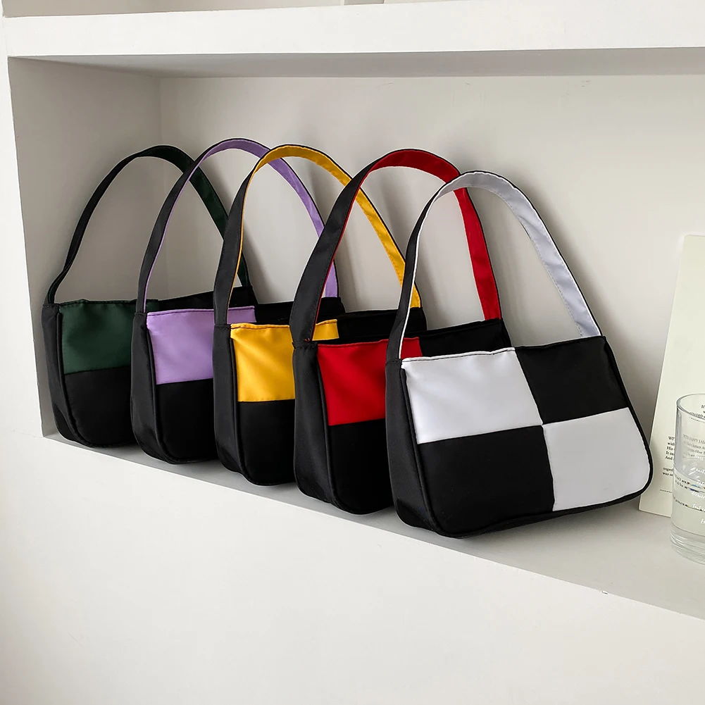 

Stylish Handbag for Women Shoulder Bag Casual Female Underarm Messenger Bag Hit Color Zipper Ladies Small Handbag