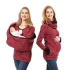 Одежда для беременных женщин, футболка с капюшоном для беременных, зимняя утепленная бархатная футболка красного и серого цвета для кормящих мам на осень