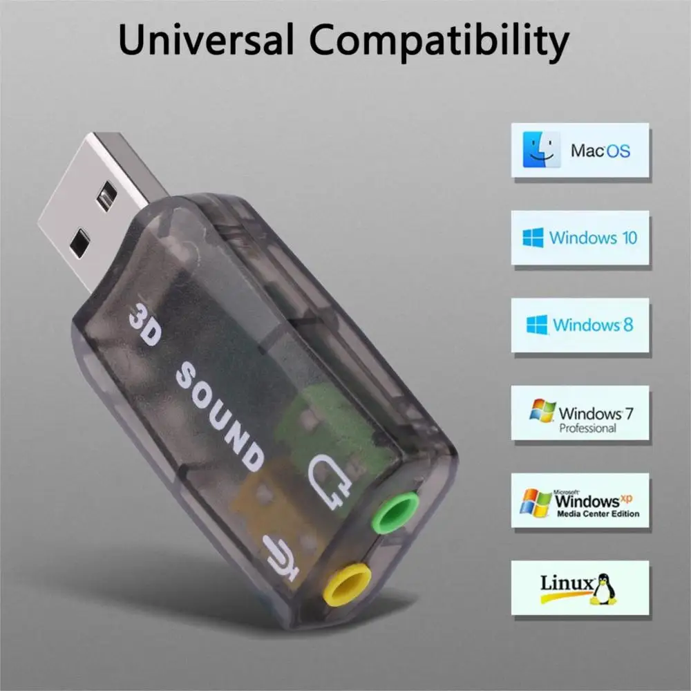 Виртуальная 7 1 внешняя звуковая карта USB к разъему 3 5 мм наушники микрофон для ПК