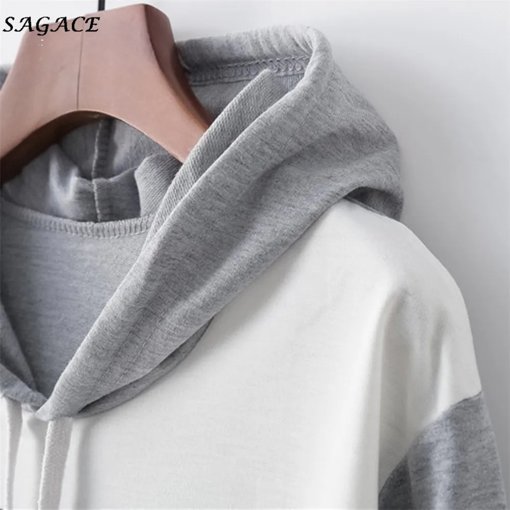 Женская толстовка с капюшоном Sagace весенне-осенний спортивный пуловер длинными