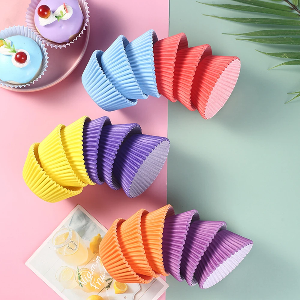 450 шт милые цветные бумажные вкладыши для кексов чистый цвет чашки выпечки Маффин