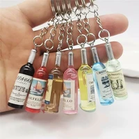 car keychain accessories universal fashion pendant resin beer wine bottle keychain color car pendant