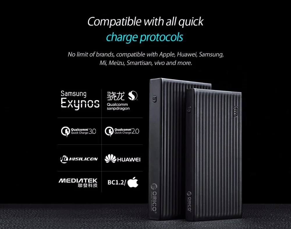 ORICO 10000-20000 мАч портативное Внешнее зарядное устройство, Ультра тонкое USB зарядное устройство для мобильного телефона, быстрое зарядное устройство