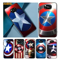 captain america shield marvel for xiaomi poco x3 nfc x2 m3 m2 f2 f3 pro c3 f1 a2 lite mix3 play silicone soft black phone case