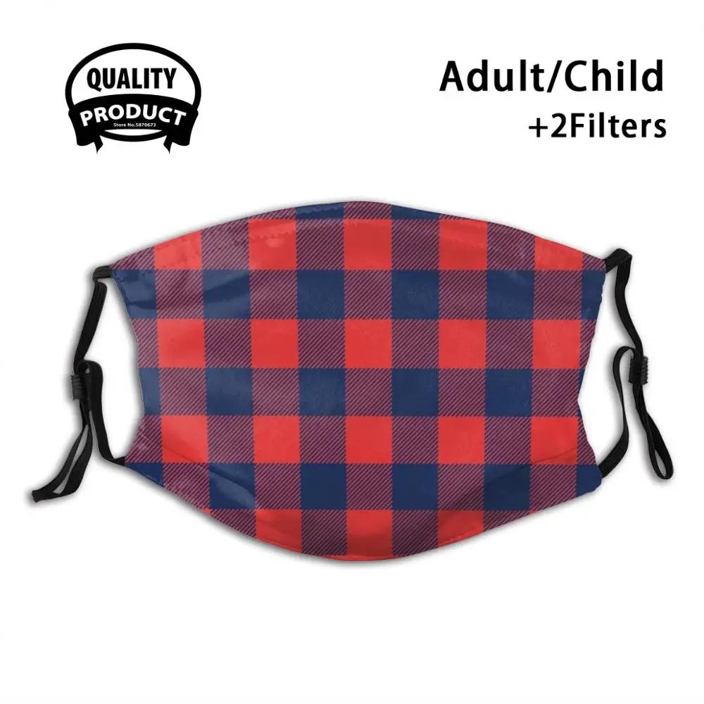 

Lumberjack - Red / Navy Reusable Mouth Mask Filter For Men Women Kids Composition Pattern Graphic Design Lumberjack Plaid Color