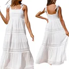 Женского темперамента пляжный Пояс для чулок женское летнее Повседневное платье, с кружевом, без рукавов с длинным ремешком платье макси платье для свидания из 2021