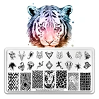 Beautybigbang нержавеющая сталь для ногтей штамповочная пластина животное 010 Тигр Зебра цветок изображение ногтей шаблон Трафарет Инструмент для женщин
