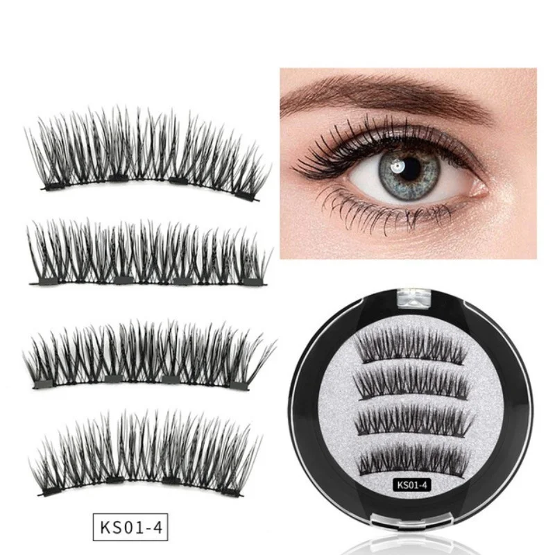 

3D Magnetic Eyelashes with 3/4 Magnets Handmade Makeup Mink Eyelashes Extended False Eyelashes Reusable False Eyelashes Dropship