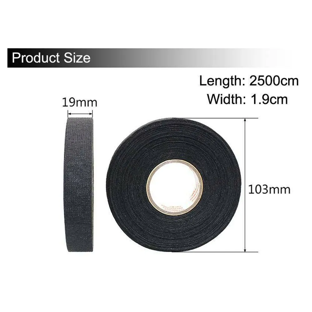 

2X 25M Insulation Cloth Wiring Loom Adhesive Tape Winding Machine Tape Electrical Tape Car Accessories