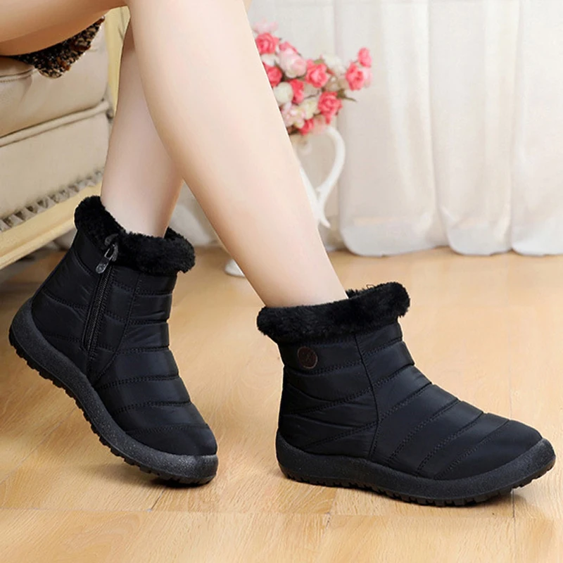 

2021 Women Shoes Thick Fur Snow boots Winter Warm Shoes Waterproof Cloth Short boots Mom Cotton Shoes For Winter Plus Size 43