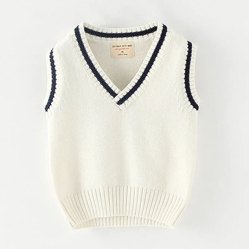 

Kids Baby Boy Girl Pure Color Knitted V-neck Vest Spring Autumn Boy Girl School Uniforms Sweater Vest Children's Sweaters