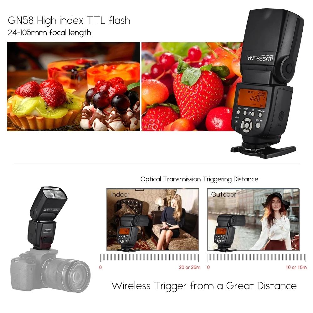YONGNUO YN565EX III Беспроводная рабная вспышка TTL Speedlite GN58 Высокоскоростная система