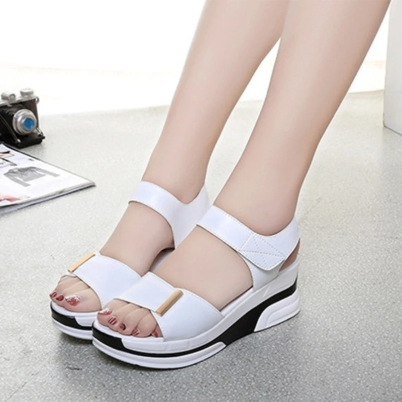 

Summer Women Sandals Korean Version Wedge Heel Women Shoes Casual Sandals Ladies Platform Solid Color Open Toe Sandals