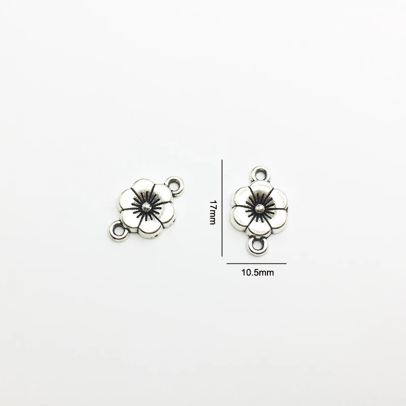 

30pcs/lot Charms 17*10.5mm Antique Silver Plated Flowers Connectors Charm For DIY Jewelry Findings