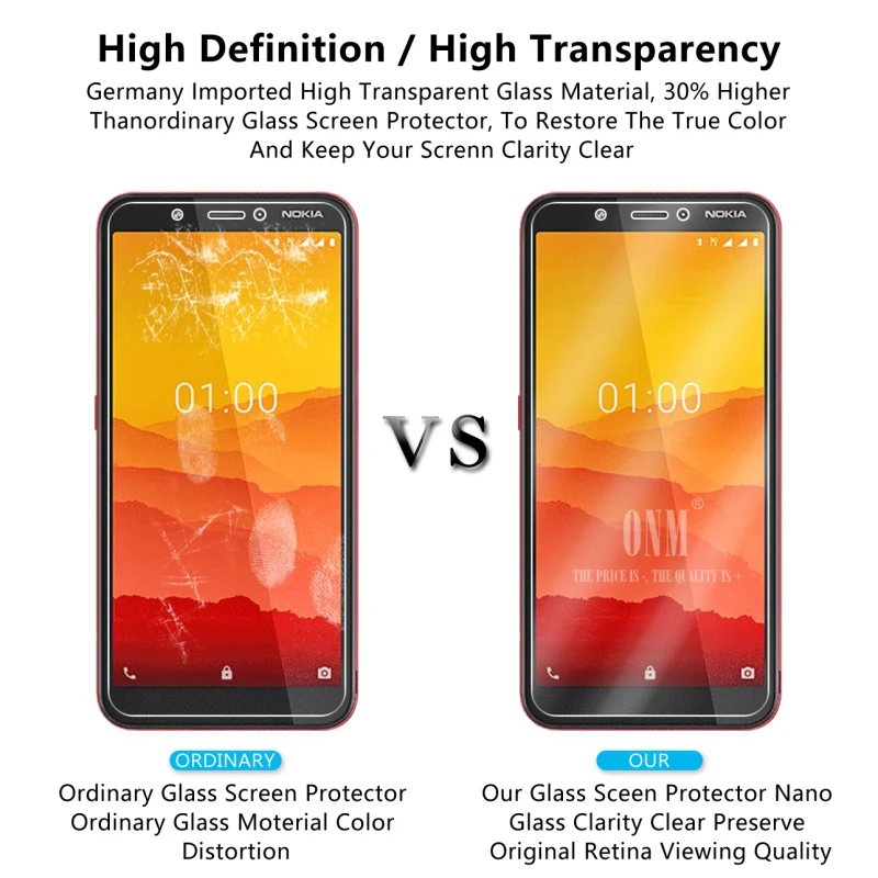 2 шт закаленное стекло для Nokia C1 защита экрана 2.5D 9H Премиум Закаленное Защитная