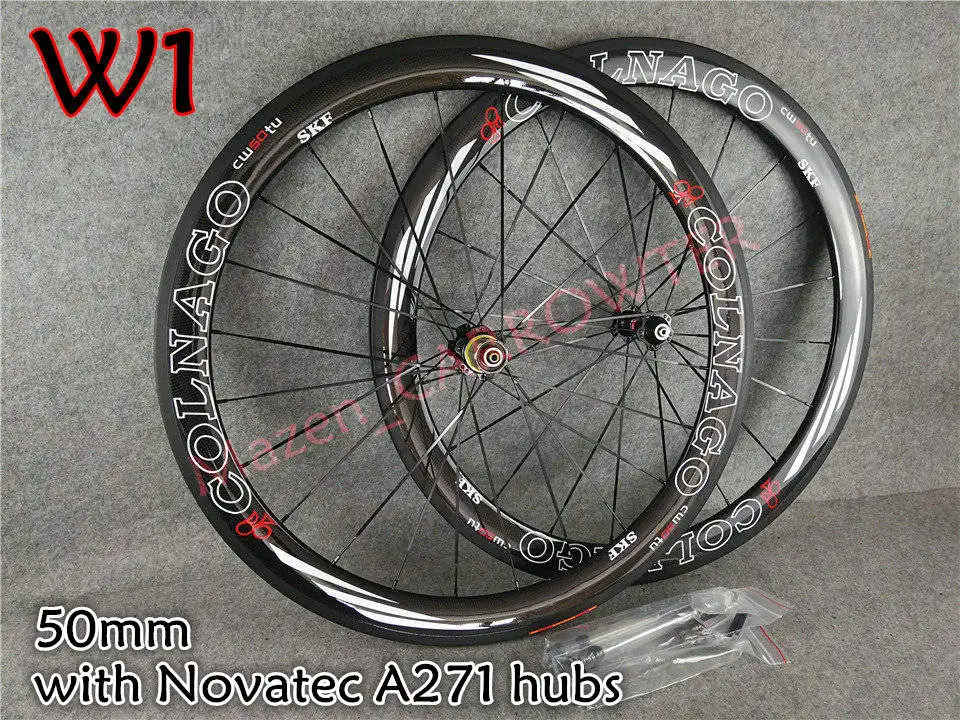 W1 50mm (A271 hubs) T1100 UD полностью глянцевый черный синий Colnago C64 карбоновая рама+ руль+ седло+ клетки для бутылок+ 50 мм карбоновые колеса Novatec A271 ступицы - Цвет: W1 50mm (A271 hubs)