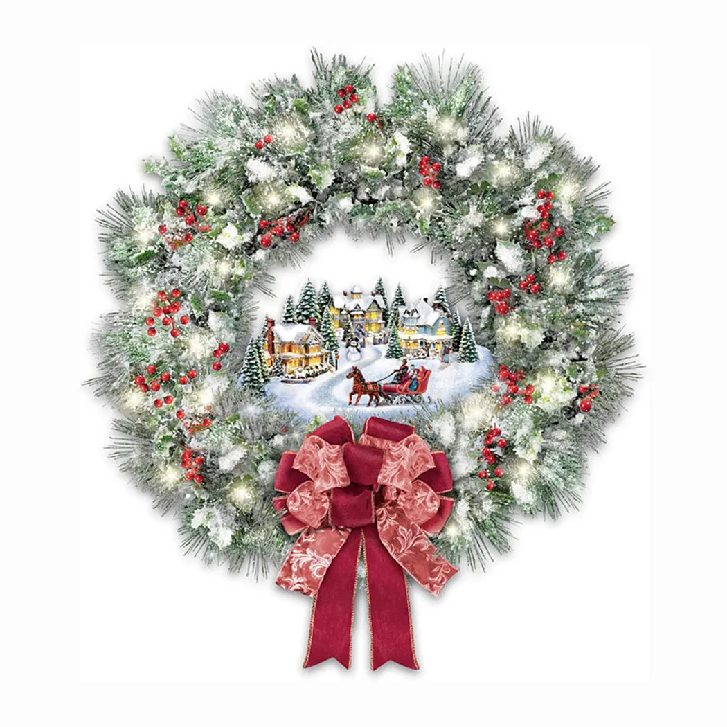 

Christmas Wreath Styles Window Glass Door Wall Stickers Poster Home Decor 3D PVC Santa Claus Sticker Waterproof Crystal Wreath