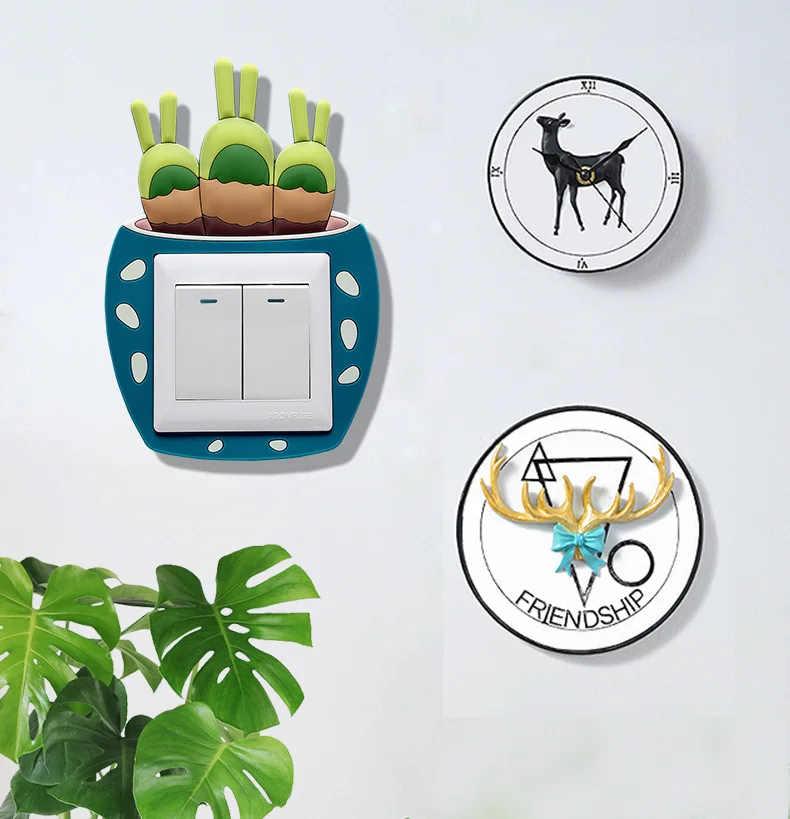 Светящаяся резиновая наклейка для переключателя растения силиконовая 3D