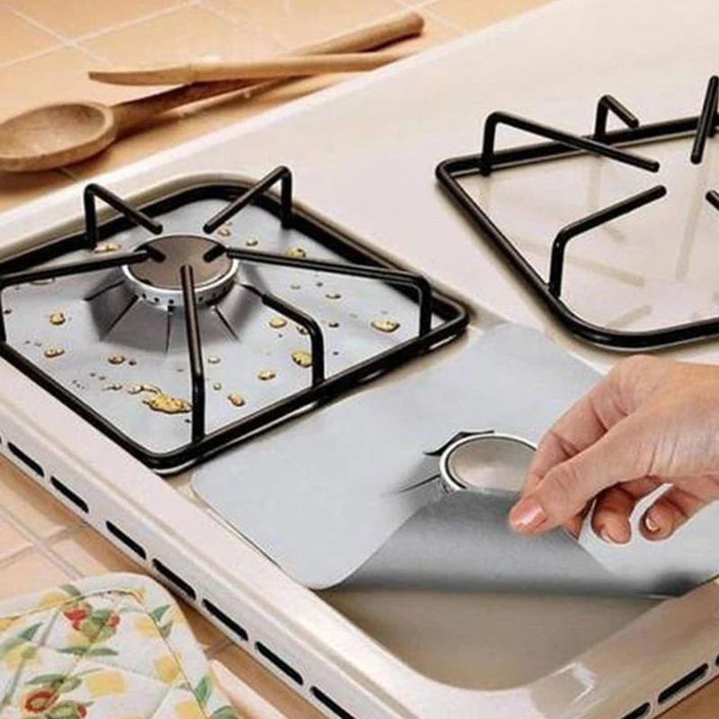 

4Pcs Gas Stove Protectors Reusable Gas Stove Burner Covers Cleaning Pad Liner Cover Kitchen Mat Gas Stovetop Protector Tools