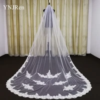 new arrival 3m long cathedral veil ivory lace appliques custom made bridal veil with comb veu de noiva catedral