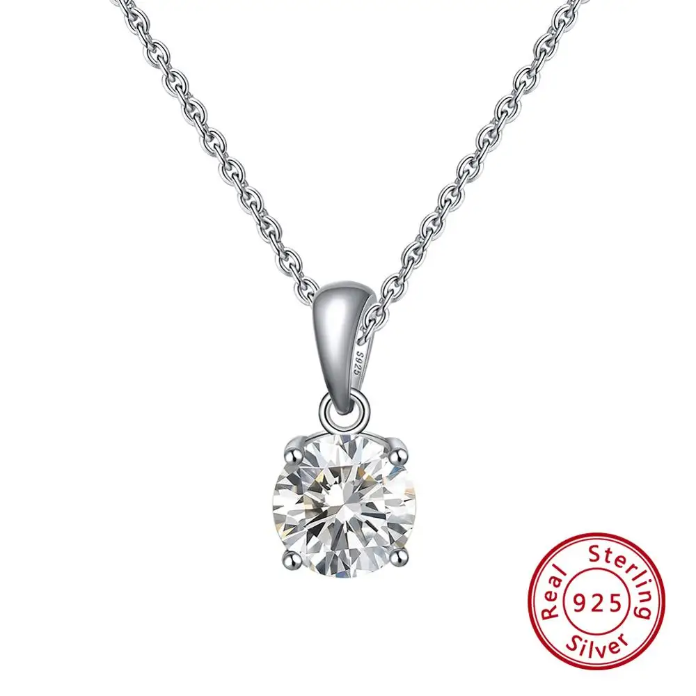 Effie queen, настоящее 925 пробы, серебряное ожерелье с кулоном, счастливый камень по месяцу рождения, разноцветные циркониевые серьги-гвоздики, Женские Ювелирные изделия BN118 - Цвет камня: Apr. Diamond