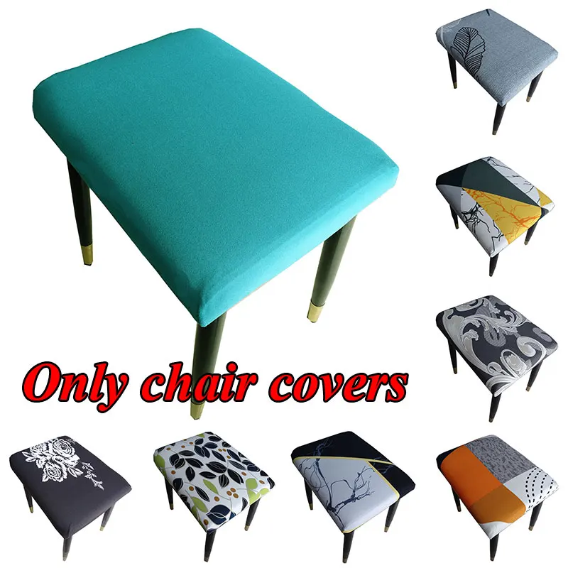 

New Removable Stool Covers Flower Printed Seat Protector Square Stool Surface Dustproof Soft Spandex Chair Cover for Bedroom