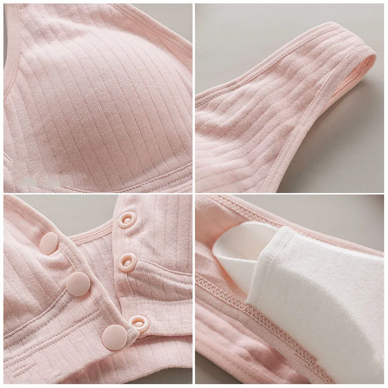 Sujetador de Lactancia materna de algod&oacute;n para mujer, sost&eacute;n de maternidad para amamantar, ropa interior &iacute;ntima, Brasier de Lactancia con alambre-5