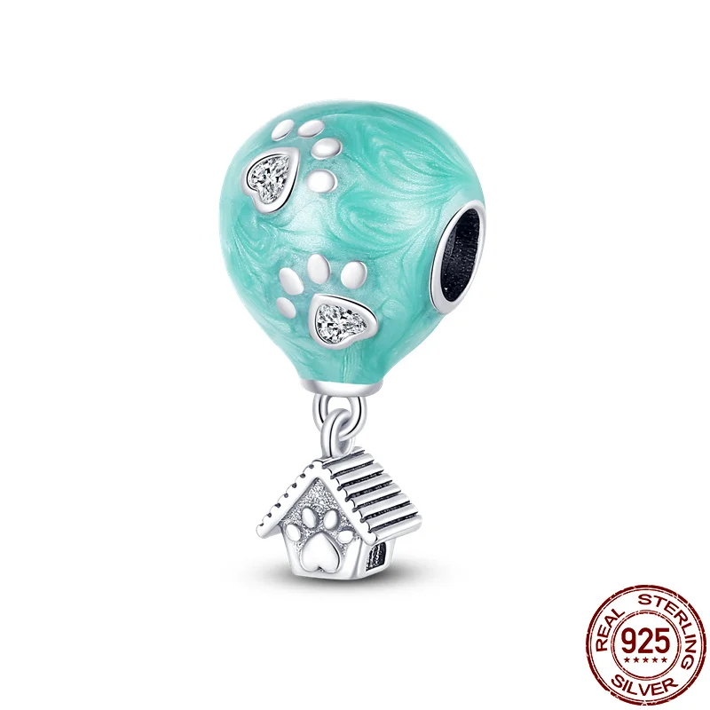 

Hot New Products 2021Arrival 100% Real 925 Sterling Silver Beaded Cute Claw House Hot Air BallooN Beads Fit Original 3mm Brace