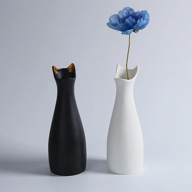 

Simplicity Abstract Cat Flower Vase Ceramic Vases Home Decoration Accessories Desktop Display Hydroponics Flower Arrangement