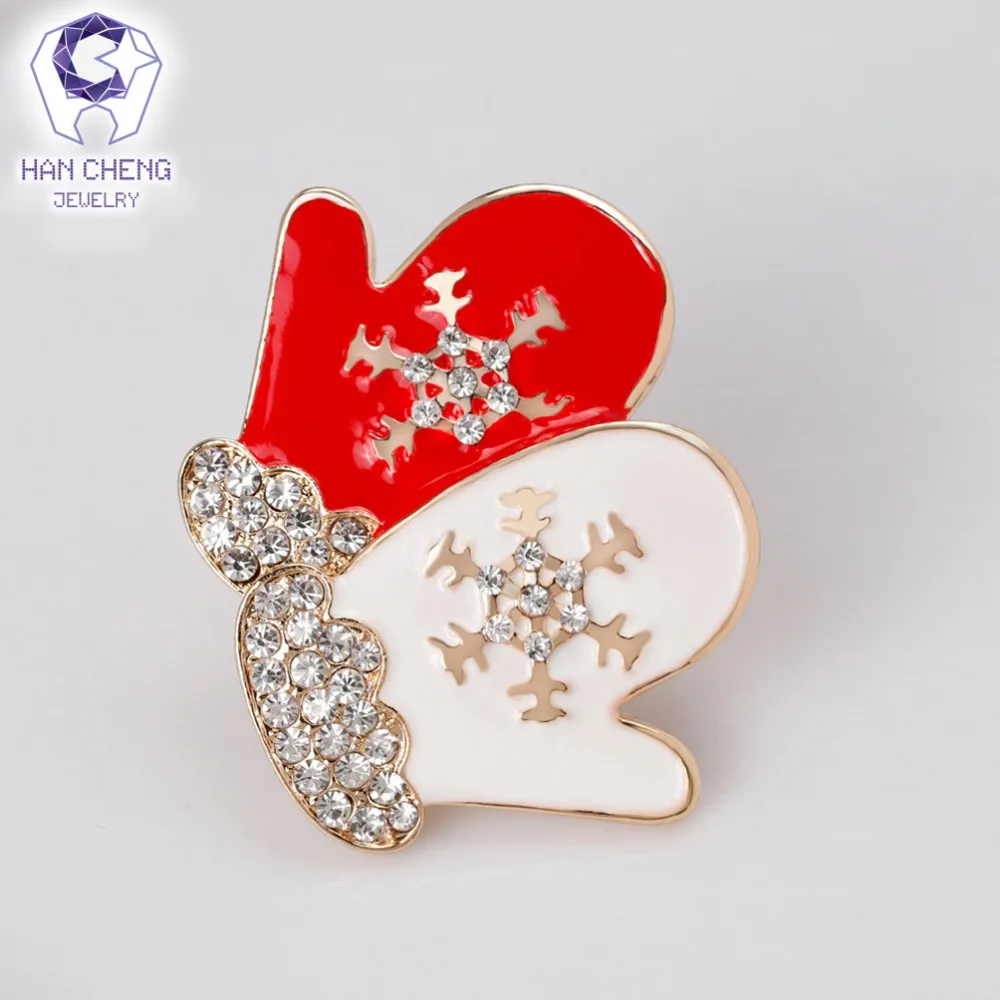 Han Cheng Модные новогодние перчатки глазурь золотые стразы драгоценный камень