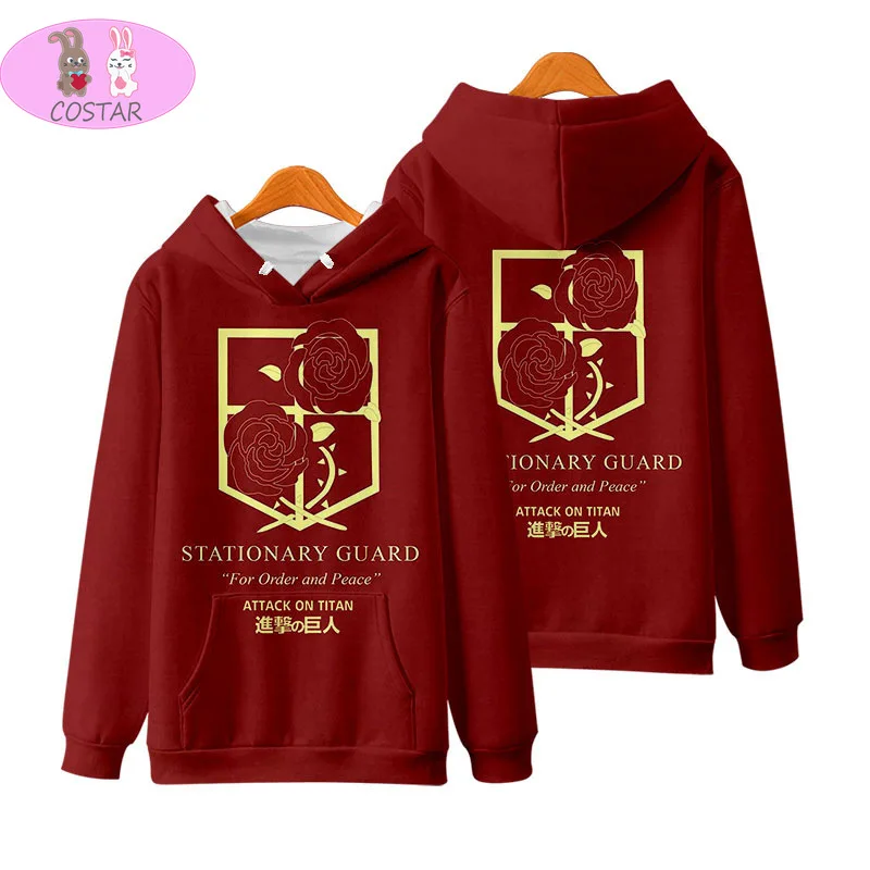 

COSTAR Hot Anime Attack On Titan Survey Corps Cosplay Fashion Hoodies Pullover Harajuku Hooded Sweatershirt Unisex
