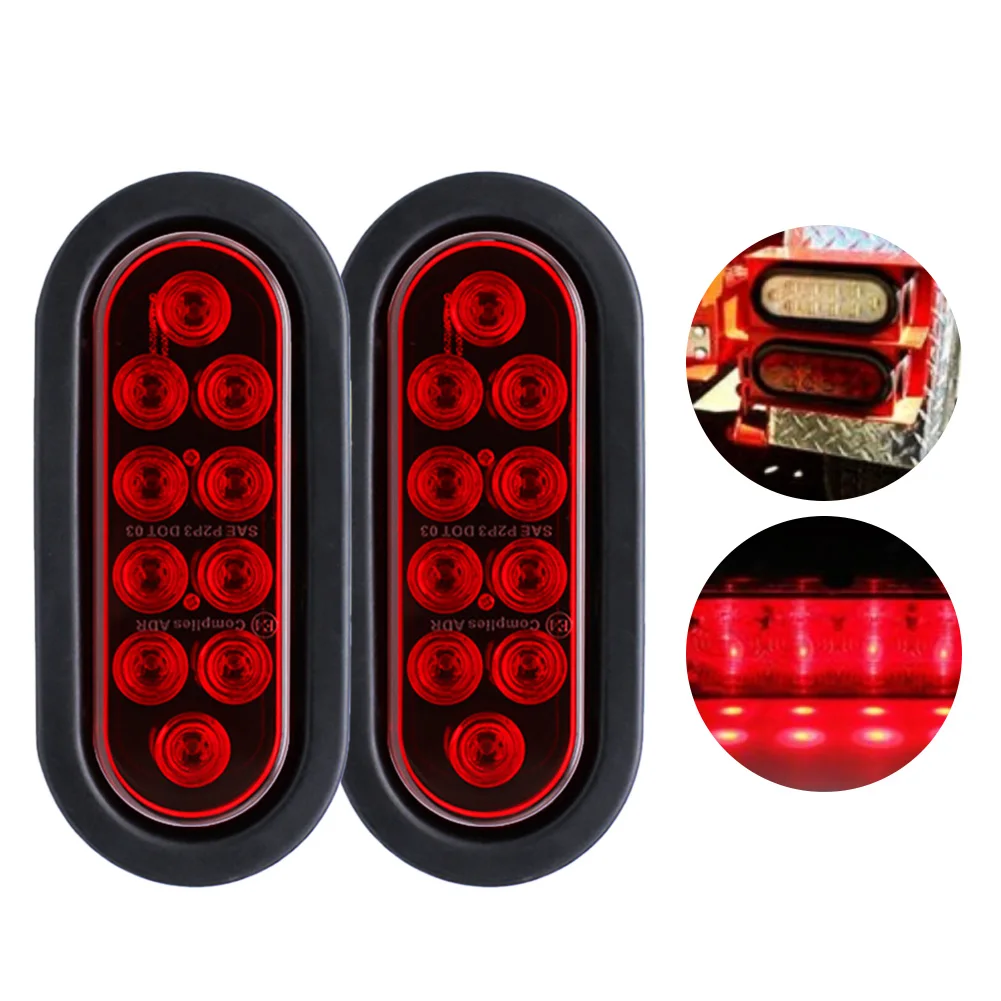 

2PCS Red 10LED 12V Side Marker Lights Car Trunk Trailer 6 Inch Oval Brake Lights Turn Signal Tail Light Indicator Lamp Hot New