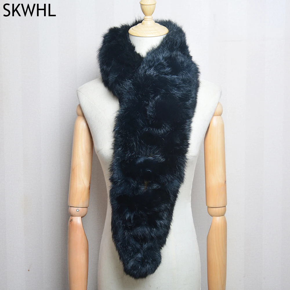 

2021 Hot Sale Winter Real Rabbit Fur Scarf Women Natural Real Rabbit Fur Ring Scarves 2 Balls Genuine Rabbit Fur Neckerchief