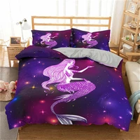 zeimon 3d mermaid bedding set purple duvet cover animals printed polyester bedclothes for girls children princess room bed set