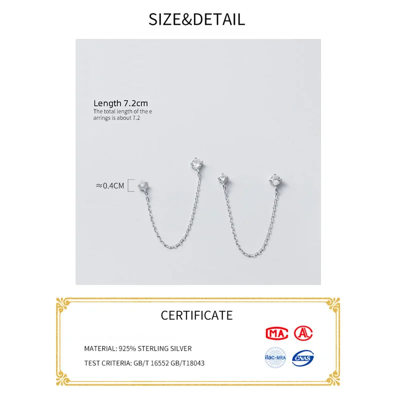 La Monada Minimalist Women Earrings Silver 925 Fine Jewelry Chain Tassel Double Pierced Ear Stud For | Украшения и аксессуары